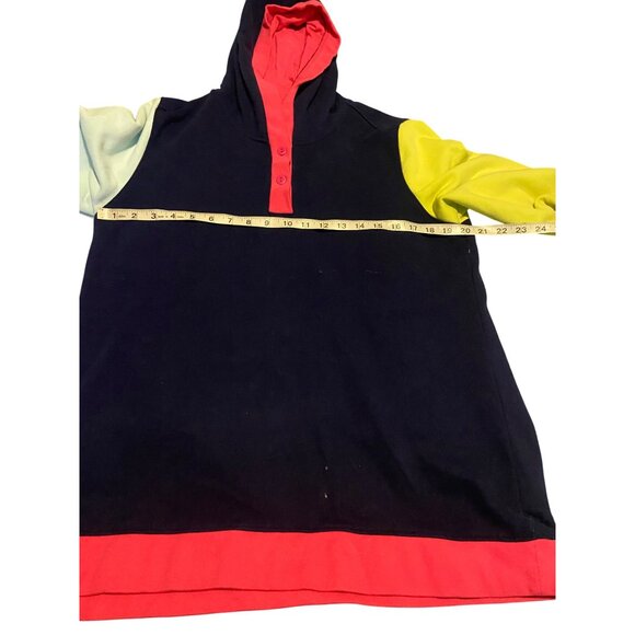 Colorblock Hooded Sweatshirt By Lands End L 14-16 Cotton Blend Long Sleeve - Picture 4 of 10